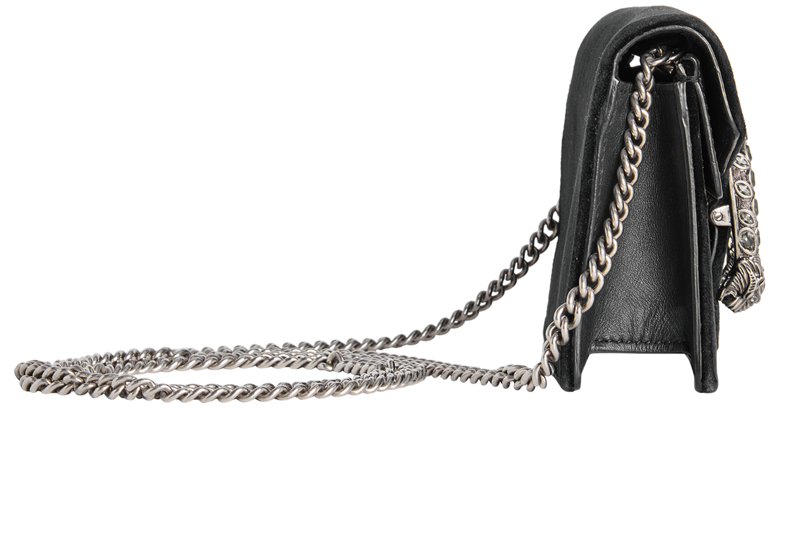 Dionysus Super Mini, &pound;495, Handbags, Black, Velvet, Side view